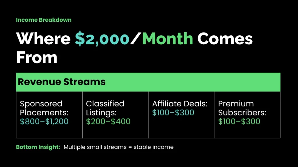 weirdwealth.io | $2K/Month Hyperlocal Newsletter – Real Earnings Breakdown Where 2000 Month Comes From