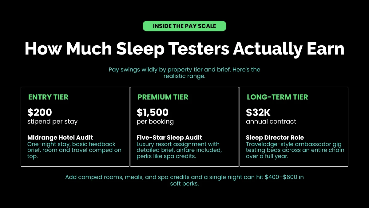 weirdwealth.io | Get Paid to Sleep in Hotels: The Weird Job Nobody Talks About 3 How Much Sleep Testers Actually Earn