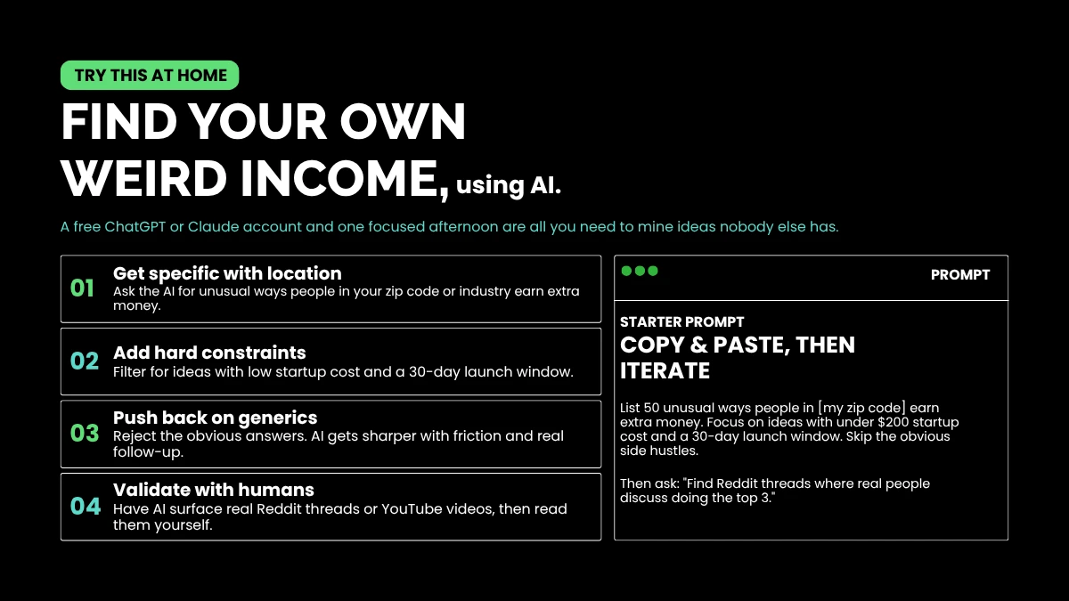 weirdwealth.io | Weird Wealth AI: How We Use AI to Find the Weirdest Money Hacks FIND YOUR OWN WEIRD INCOME,