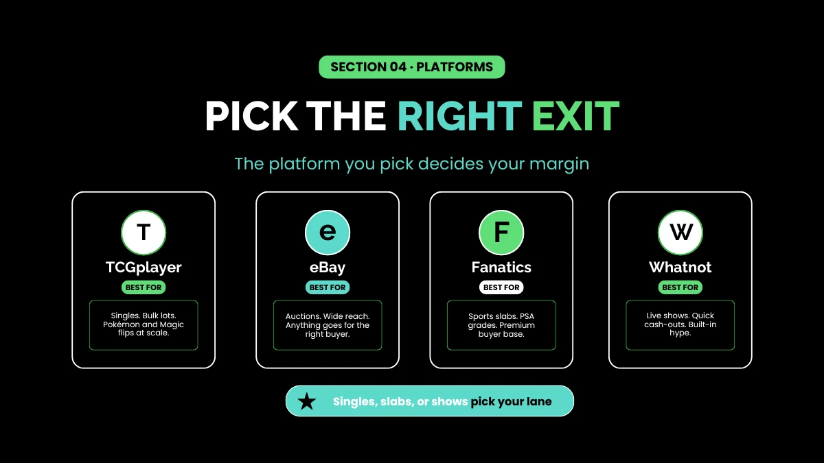 weirdwealth.io | How to Flip Trading Cards for Profit — Pokémon, Sports, Magic (2026) PICK THE RIGHT EXIT