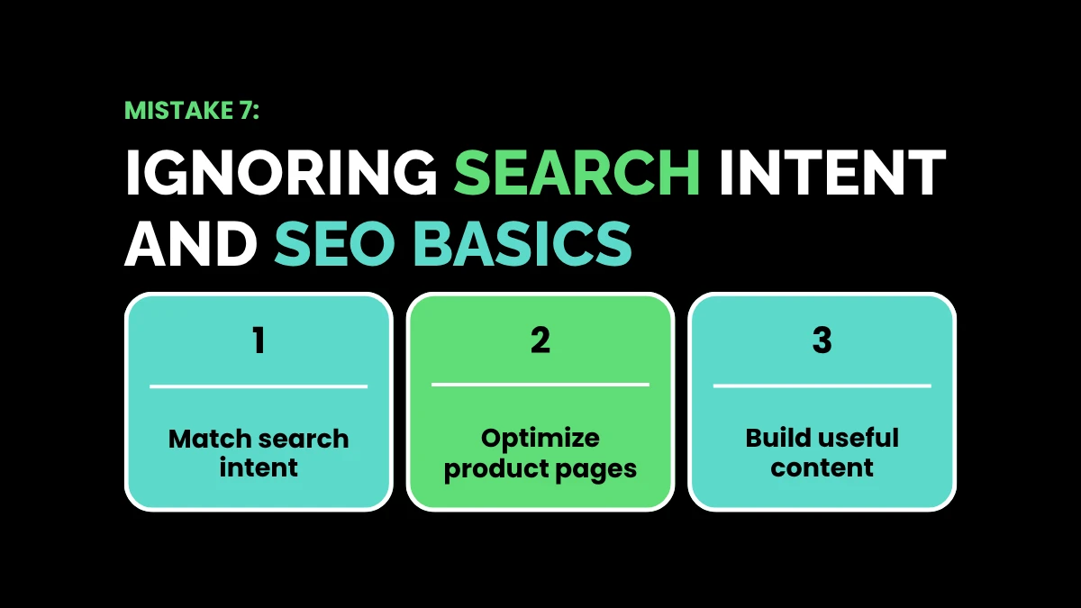 weirdwealth.io | 12 Common Mistakes That Kill Online Businesses in the First 90 Days Mistake 7: Ignoring Search Intent and SEO Basics