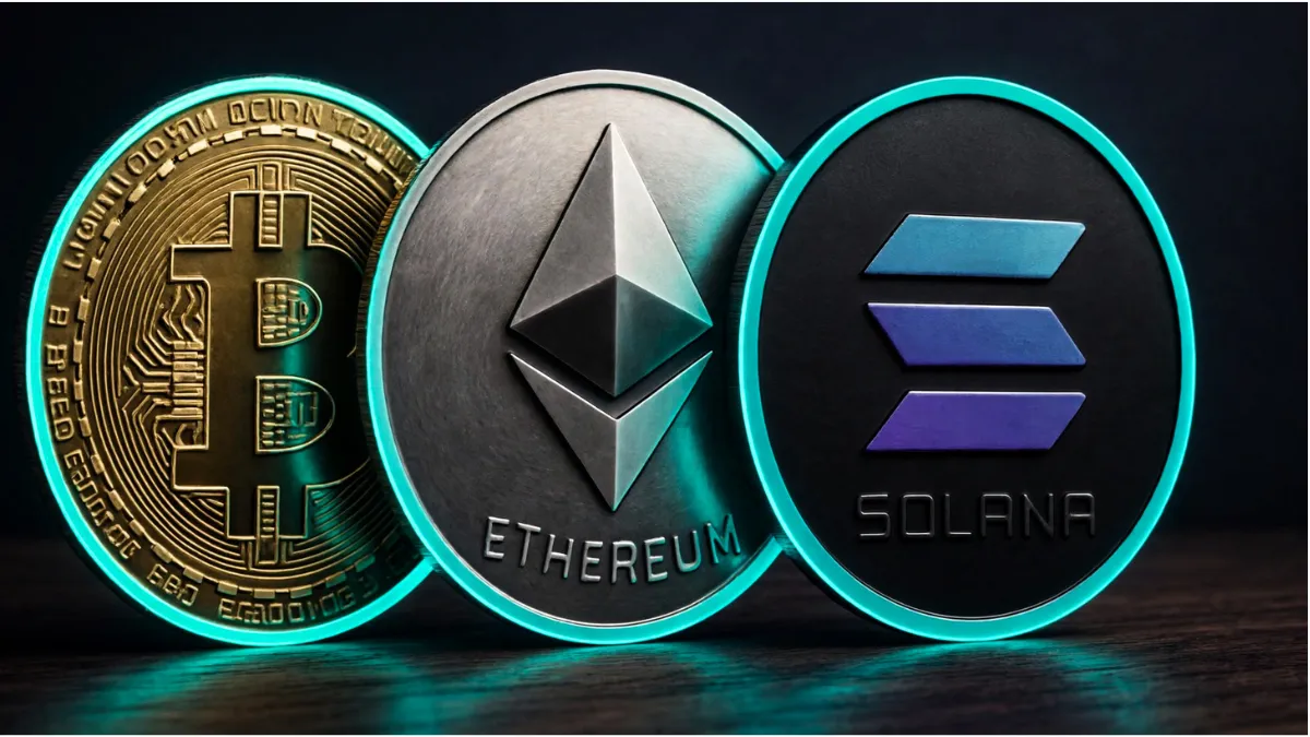 Bitcoin vs Ethereum risk comparison showing Bitcoin and Ethereum logos side by side with market volatility charts, price fluctuations, and cryptocurrency investment risks on a dark digital background.