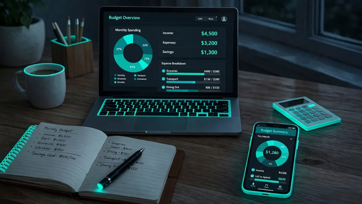 weirdwealth.io | AI in Finance: How Artificial Intelligence Is Changing Money Management Personal budget and expense tracking on a laptop