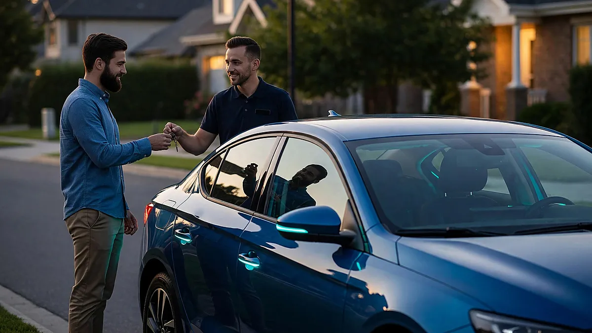 weirdwealth.io | Car Sharing Income: What Owners Really Keep Car owner earning money by renting out a car.