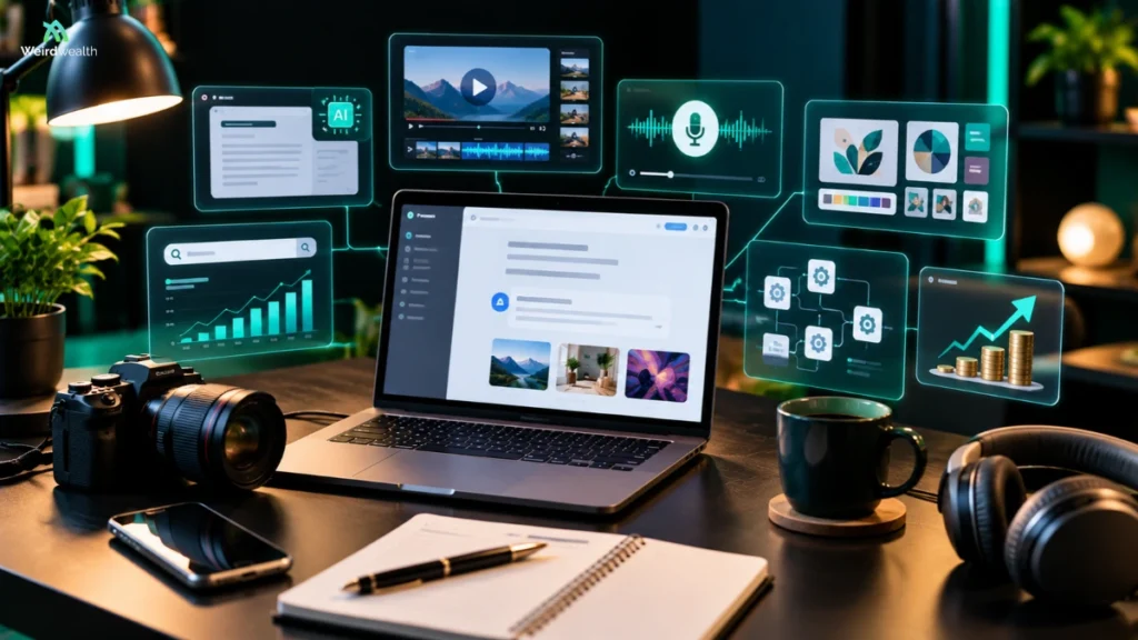 weirdwealth.io | 12 AI Content Creation Side Hustles for Non-Writers weirdwealth.io | 12 AI Content Creation Side Hustles for Non-Writers