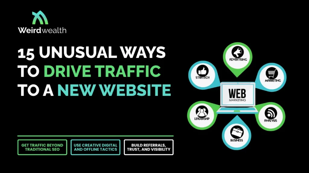 weirdwealth.io | 15 Unusual Ways to Drive Traffic to a New Website weirdwealth.io | 15 Unusual Ways to Drive Traffic to a New Website