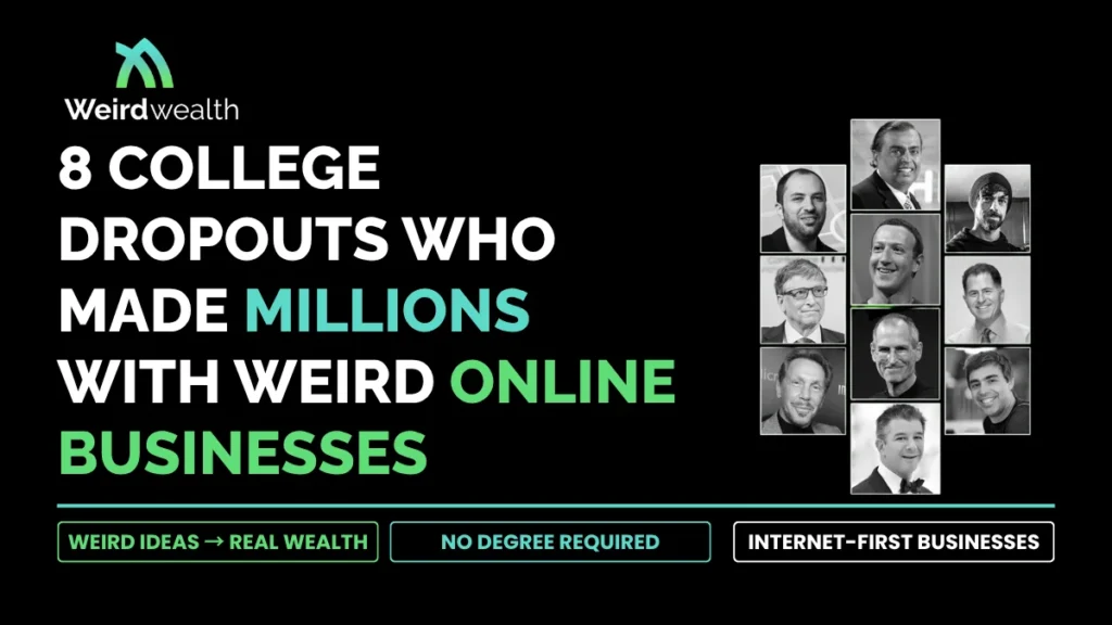 weirdwealth.io | 8 College Dropouts Who Made Millions With Weird Online Businesses weirdwealth.io | 8 College Dropouts Who Made Millions With Weird Online Businesses